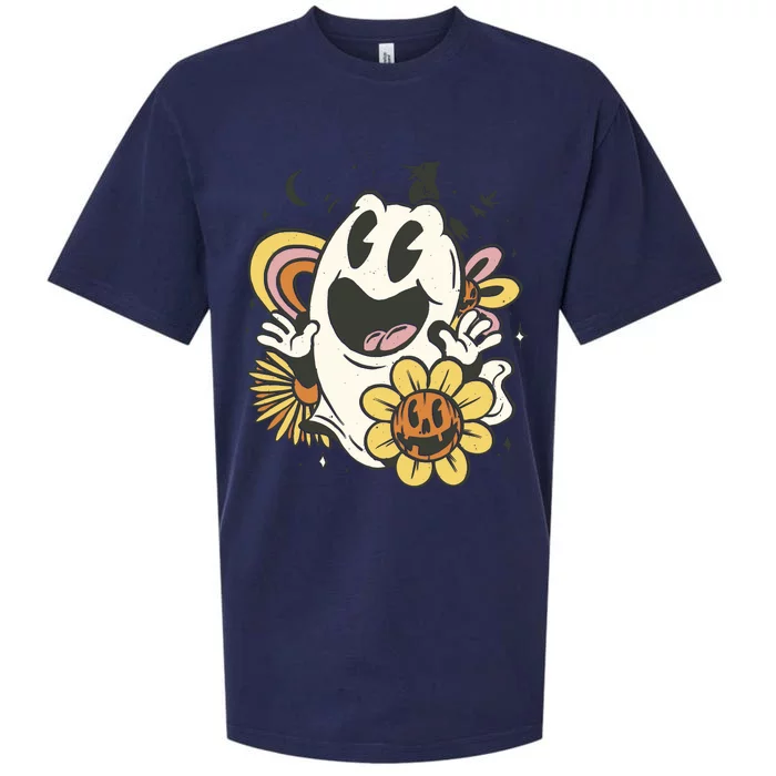 Halloween Cute Retro Ghost Sueded Cloud Jersey T-Shirt