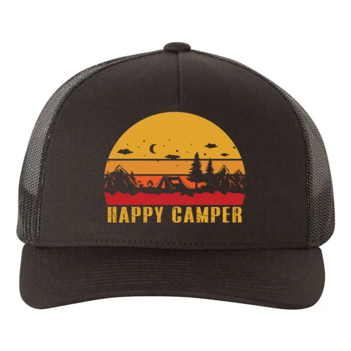 Happy Camper Retro Sunset Camping Yupoong Adult 5-Panel Trucker Hat