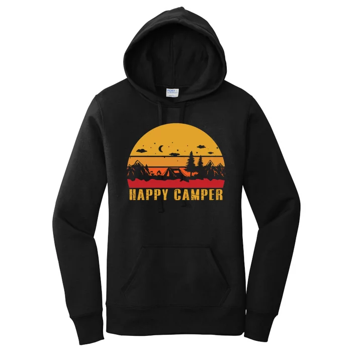 Happy Camper Retro Sunset Camping Women's Pullover Hoodie