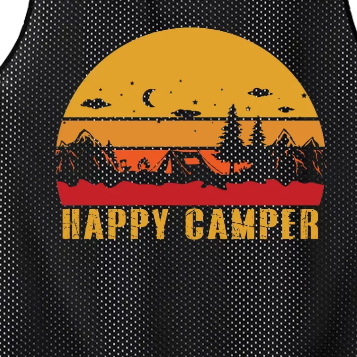 Happy Camper Retro Sunset Camping Mesh Reversible Basketball Jersey Tank