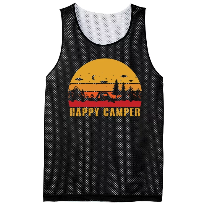 Happy Camper Retro Sunset Camping Mesh Reversible Basketball Jersey Tank