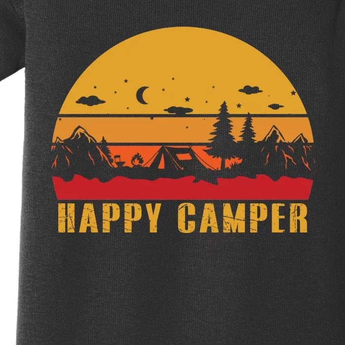 Happy Camper Retro Sunset Camping Baby Bodysuit