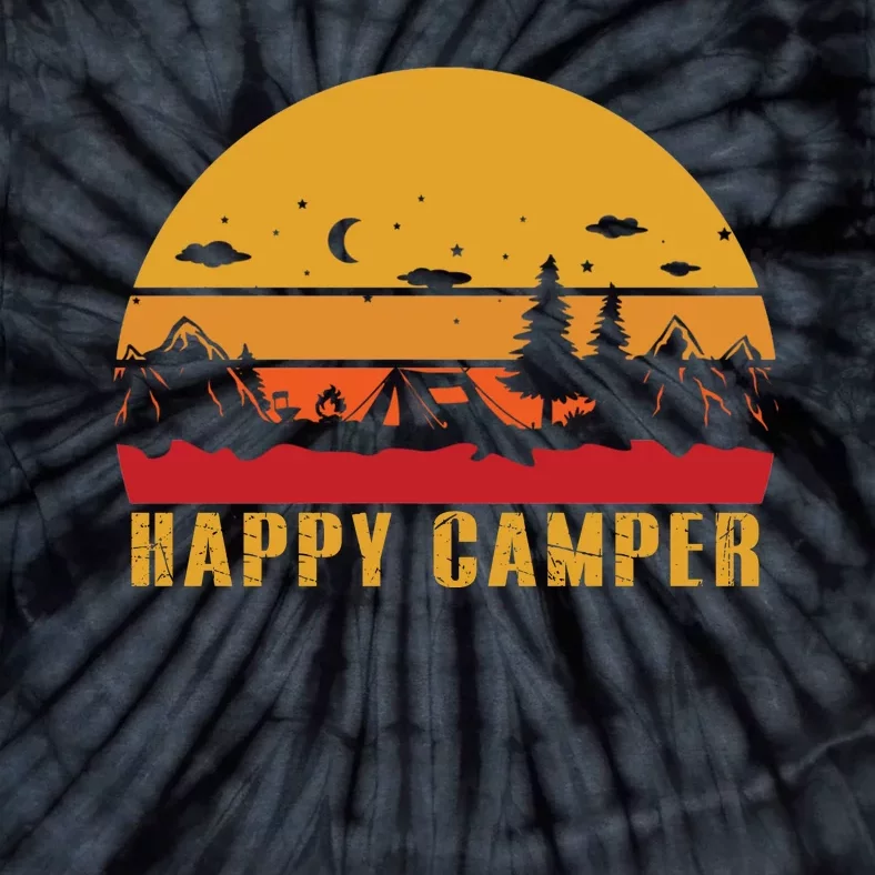 Happy Camper Retro Sunset Camping Tie-Dye T-Shirt