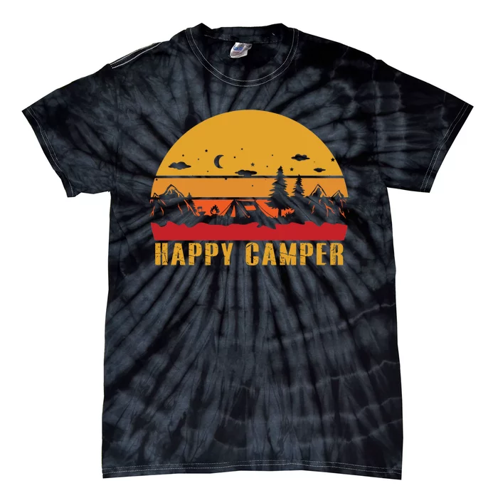 Happy Camper Retro Sunset Camping Tie-Dye T-Shirt