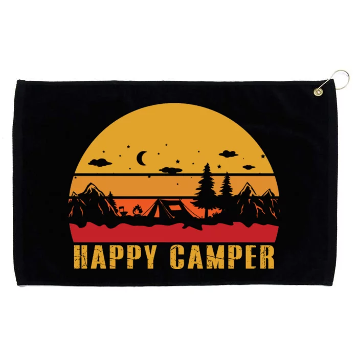 Happy Camper Retro Sunset Camping Grommeted Golf Towel