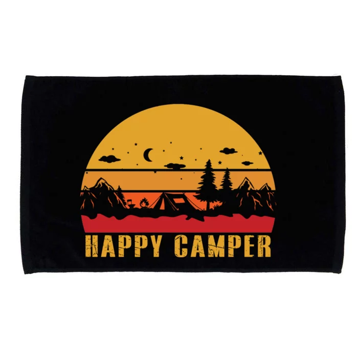 Happy Camper Retro Sunset Camping Microfiber Hand Towel