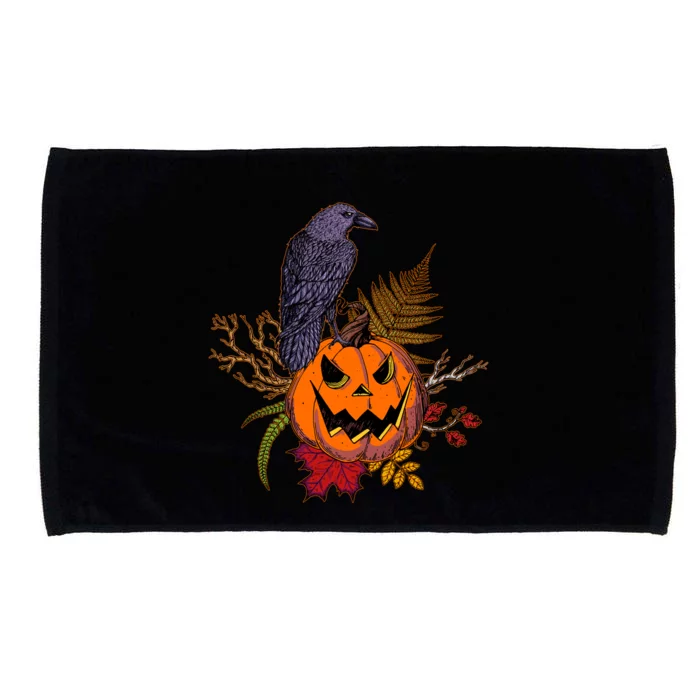 Halloween Crow Raven Pumpkin Fall Autumn Lover Microfiber Hand Towel