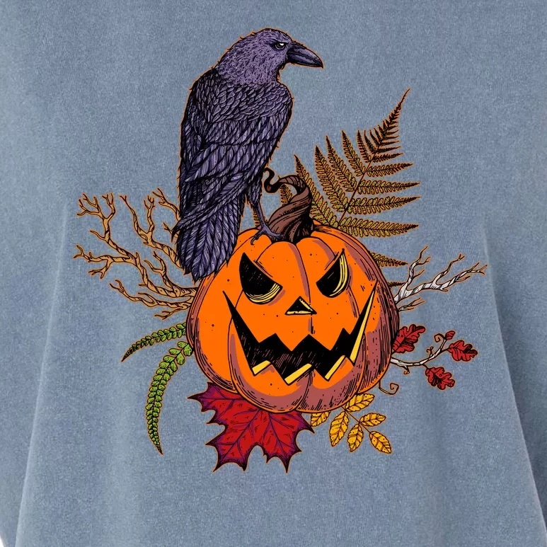 Halloween Crow Raven Pumpkin Fall Autumn Lover Garment-Dyed Women's Muscle Tee