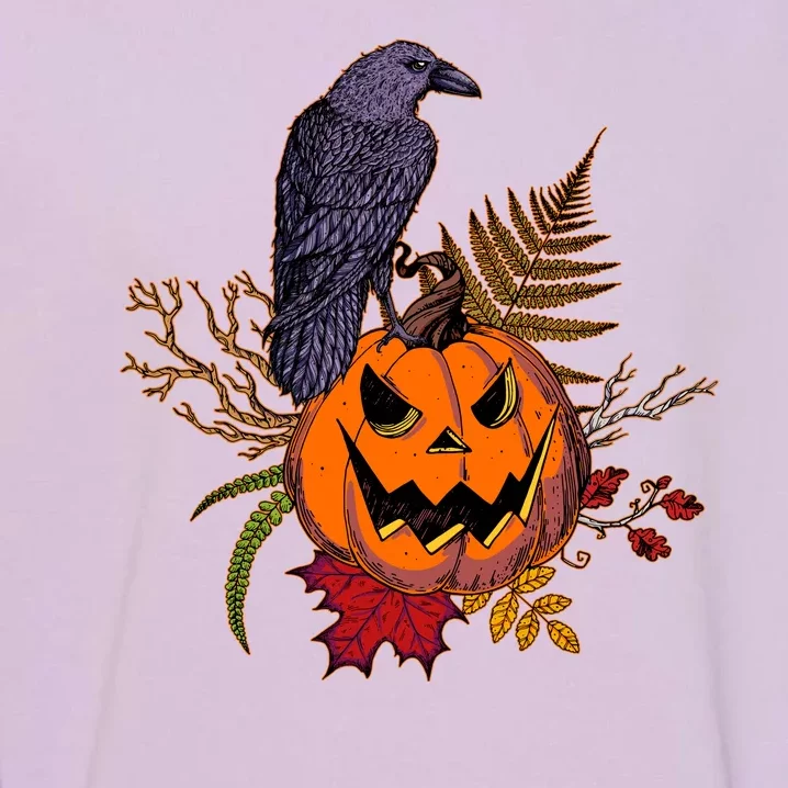 Halloween Crow Raven Pumpkin Fall Autumn Lover Garment-Dyed Sweatshirt