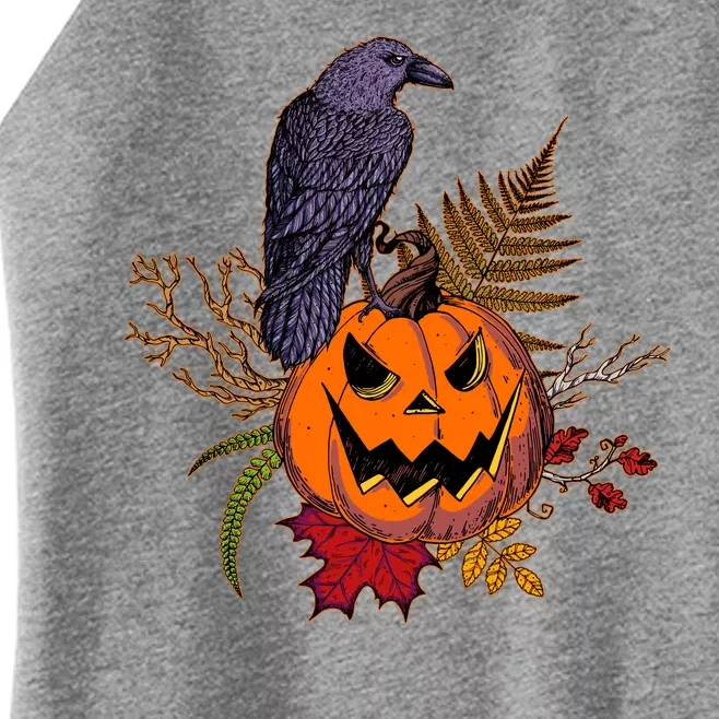 Halloween Crow Raven Pumpkin Fall Autumn Lover Women’s Perfect Tri Rocker Tank