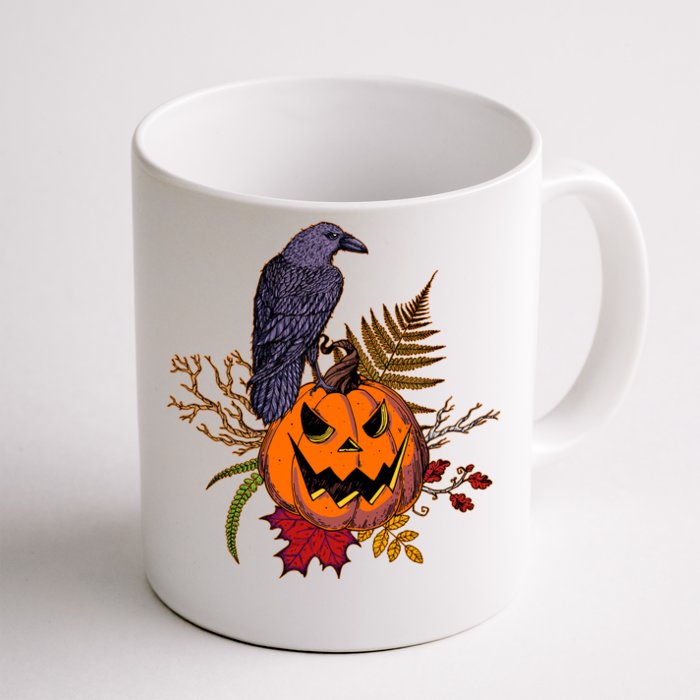 Halloween Crow Raven Pumpkin Fall Autumn Lover Front & Back Coffee Mug