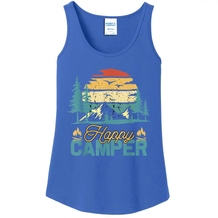 Happy Camper Retro Vintage Funny Matching Camping Crew Ladies Essential Tank