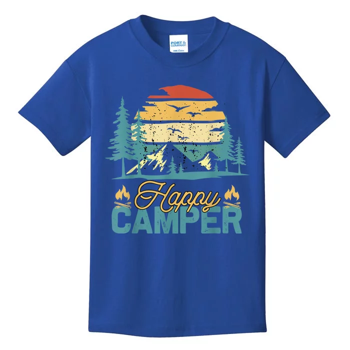 Happy Camper Retro Vintage Funny Matching Camping Crew Kids T-Shirt