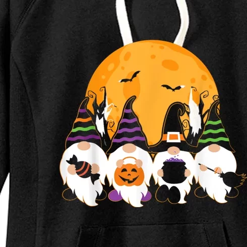 Halloween Cute Spooky Garden Gnomes Pumpkin Gift Women's Fleece Hoodie