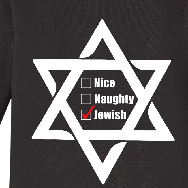 Hanukkah Christmas Star Of David: Nice & Naughty For Jewish Adults Baby Long Sleeve Bodysuit