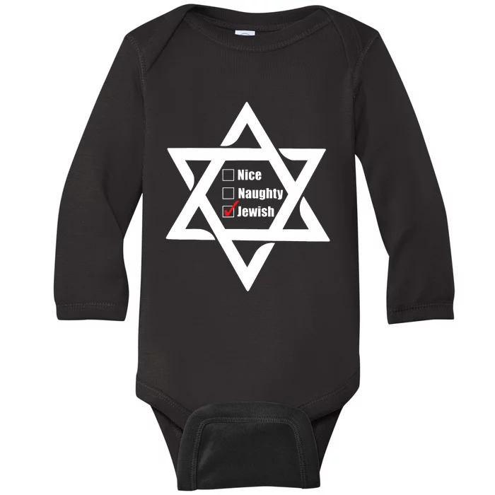 Hanukkah Christmas Star Of David: Nice & Naughty For Jewish Adults Baby Long Sleeve Bodysuit