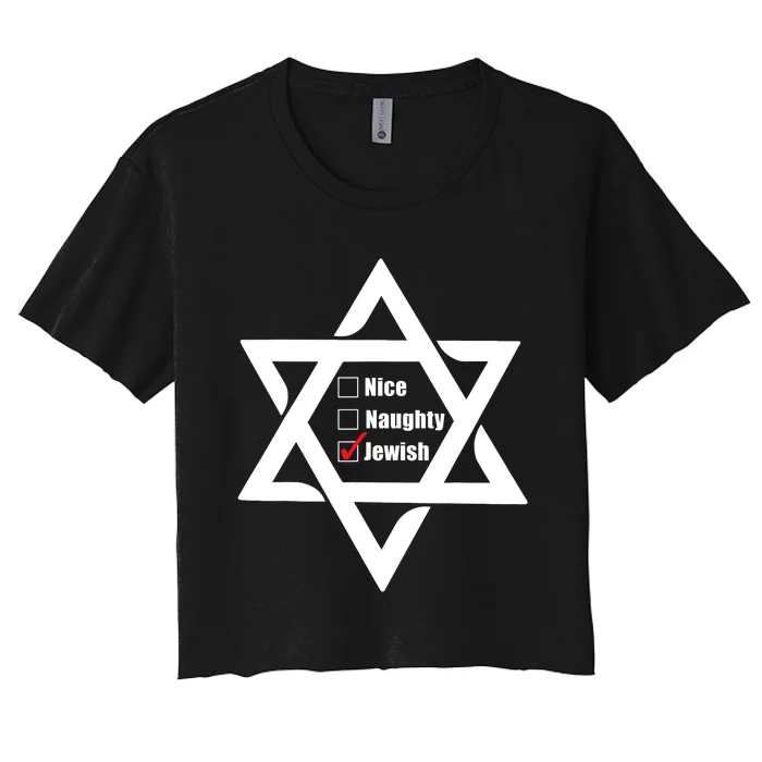 Hanukkah Christmas Star Of David: Nice & Naughty For Jewish Adults Women's Crop Top Tee