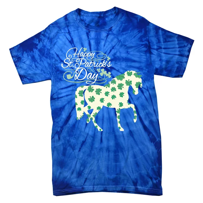 Horse Clover St Patrick's Day Horseback Riding Gift Tie-Dye T-Shirt