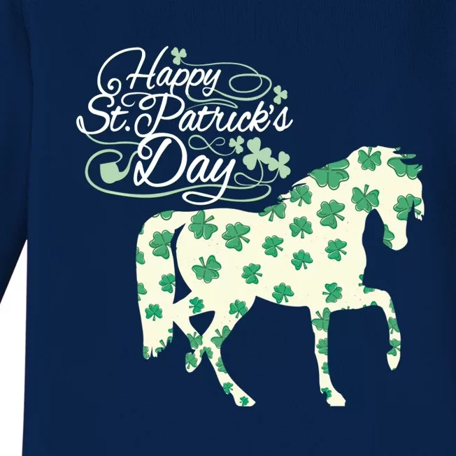 Horse Clover St Patrick's Day Horseback Riding Gift Baby Long Sleeve Bodysuit