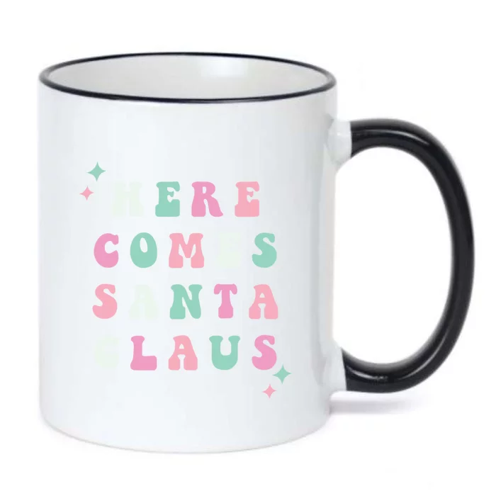 Here Comes Santa Claus Retro Merry Christmas Xmas Cool Gift Black Color Changing Mug