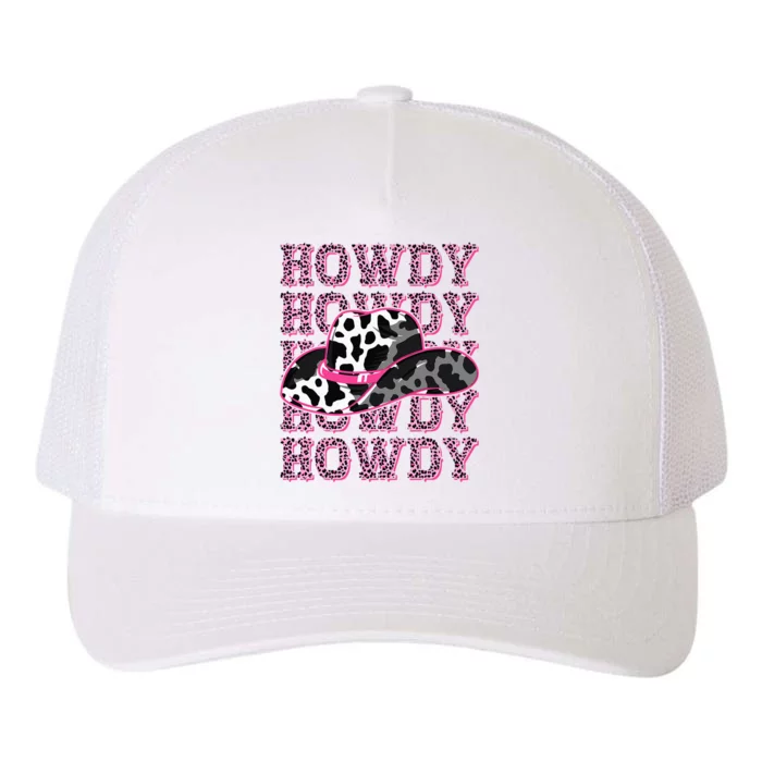 HOWDY Country Southern Western Pink Leopard Cow pattern Yupoong Adult 5-Panel Trucker Hat