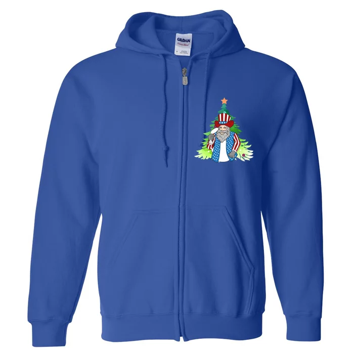 Here Comes Santa Clauspatriotic Kris Kringle Christmas Tree Great Gift Full Zip Hoodie