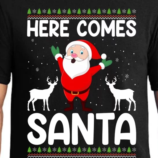 Here Comes Santa Funny Christmas Santa Hat Holiday Season Gift Pajama Set