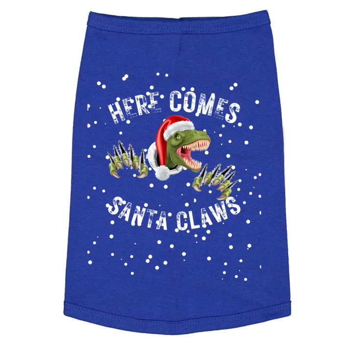 Here Comes Santa Trex Dinosaur Santa Claus Claws Gift Doggie Tank