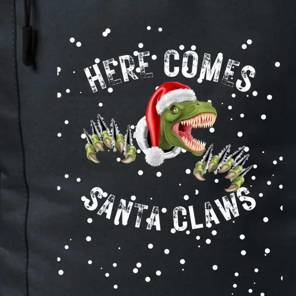 Here Comes Santa Trex Dinosaur Santa Claus Claws Gift Daily Commute Backpack