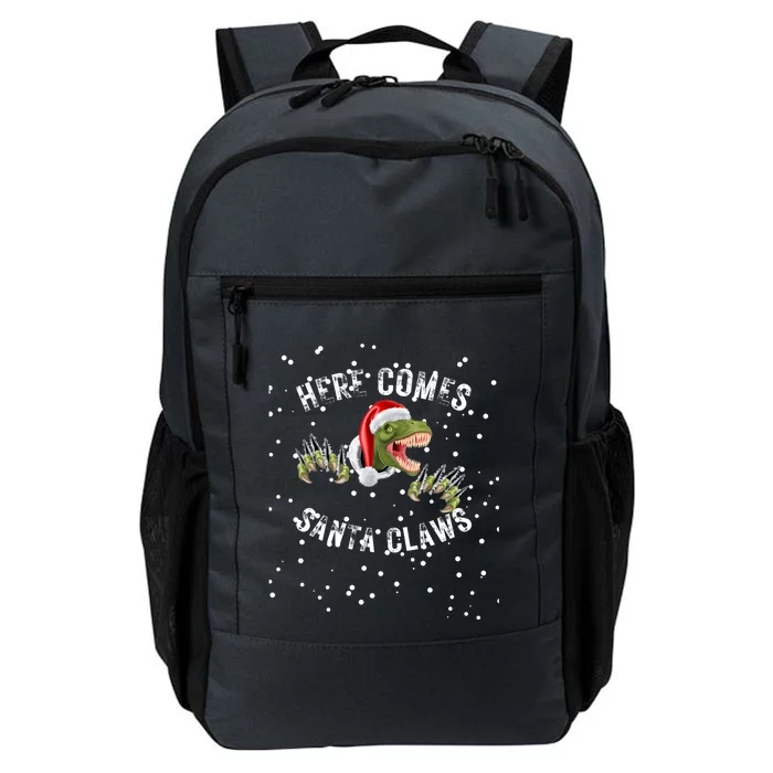 Here Comes Santa Trex Dinosaur Santa Claus Claws Gift Daily Commute Backpack