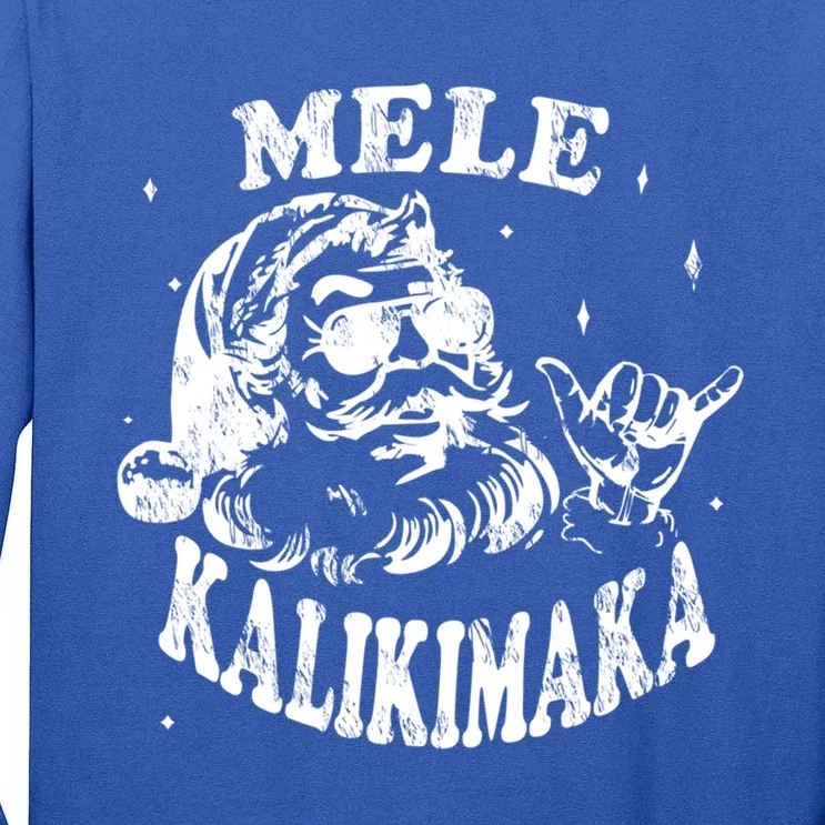 Hawaiian Christmas Santa Shaka Mele Kalikimaka Retro Hawaii Cool Gift Tall Long Sleeve T-Shirt