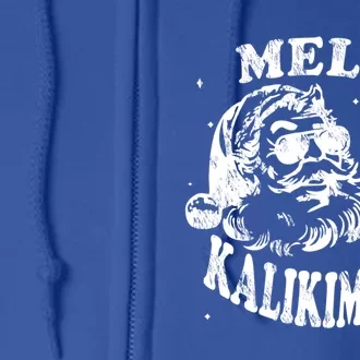 Hawaiian Christmas Santa Shaka Mele Kalikimaka Retro Hawaii Cool Gift Full Zip Hoodie