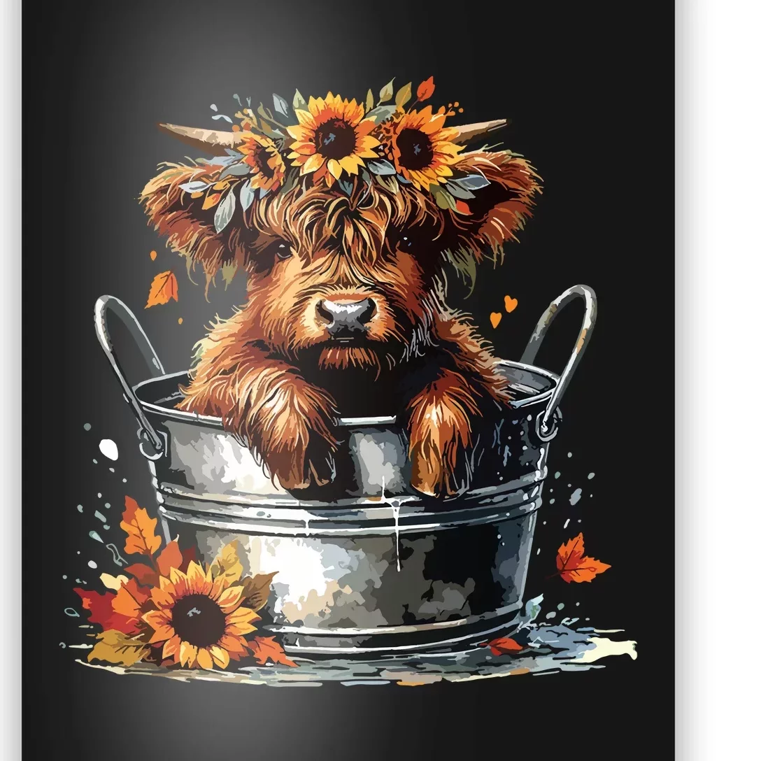 Highland Cow Sunflower Its Fall Yall Farming Fall Vibes Poster