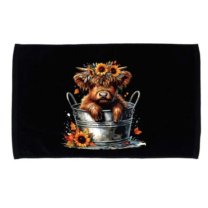 Highland Cow Sunflower Its Fall Yall Farming Fall Vibes Microfiber Hand Towel