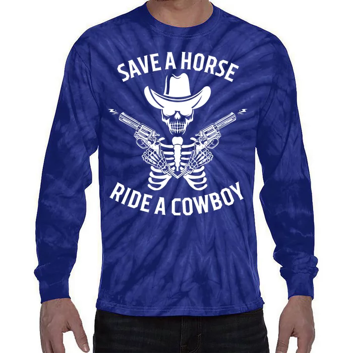 Halloween Cowboy Save A Horse Ride A Cowboy Tie-Dye Long Sleeve Shirt