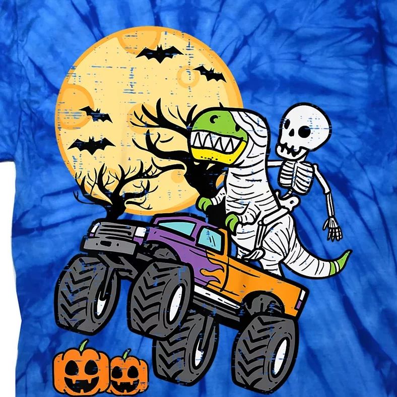 Halloween Costume Skeleton Dino Monster Truck Gift Tie-Dye T-Shirt