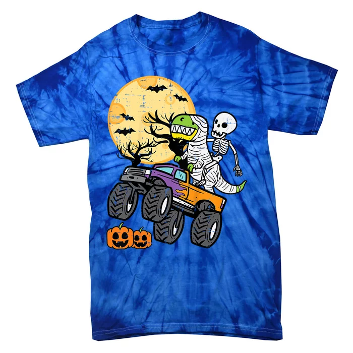 Halloween Costume Skeleton Dino Monster Truck Gift Tie-Dye T-Shirt