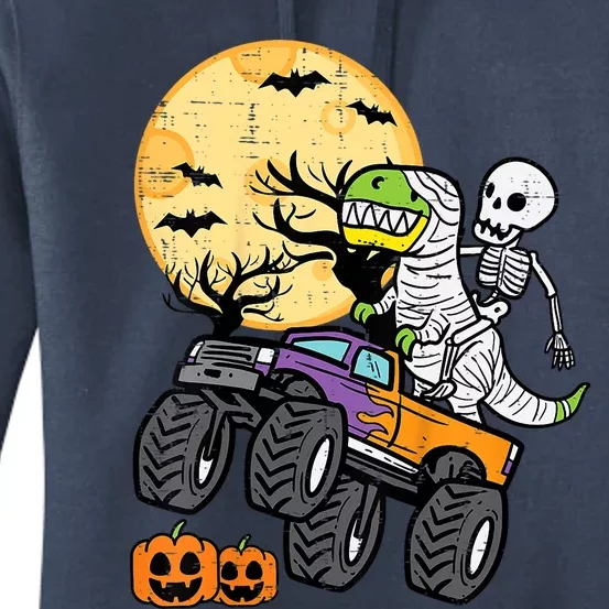 Halloween Costume Skeleton Dino Monster Truck Gift Women's Pullover Hoodie