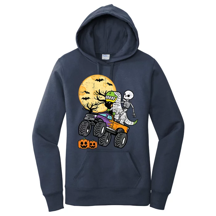 Halloween Costume Skeleton Dino Monster Truck Gift Women's Pullover Hoodie