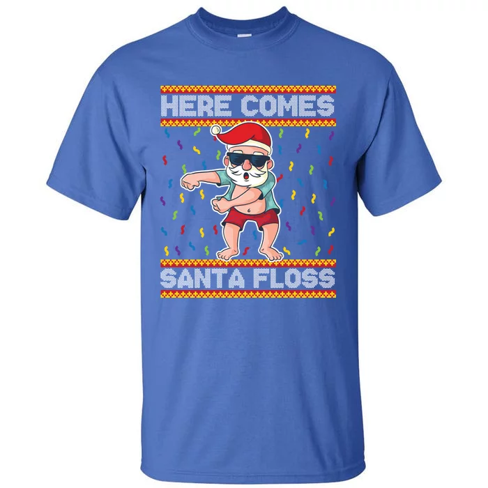 Here Comes Santa Floss Funny Christmas Santa Claus Flossing Gift Tall T-Shirt