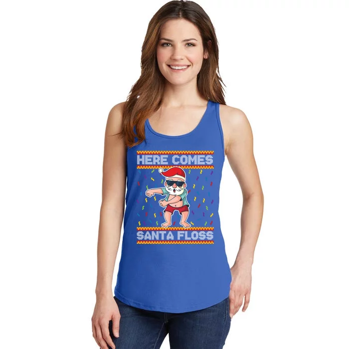 Here Comes Santa Floss Funny Christmas Santa Claus Flossing Gift Ladies Essential Tank