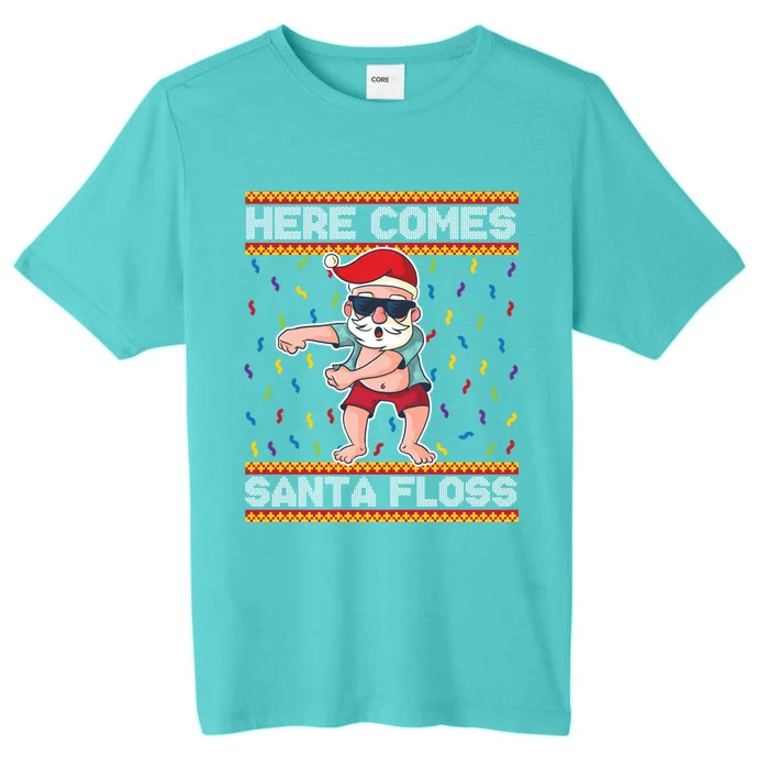 Here Comes Santa Floss Funny Christmas Santa Claus Flossing Gift ChromaSoft Performance T-Shirt