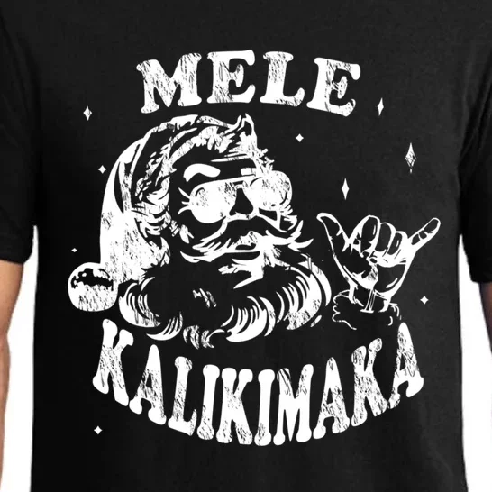 Hawaiian Christmas Santa Shaka Mele Kalikimaka Retro Hawaii Gift Pajama Set