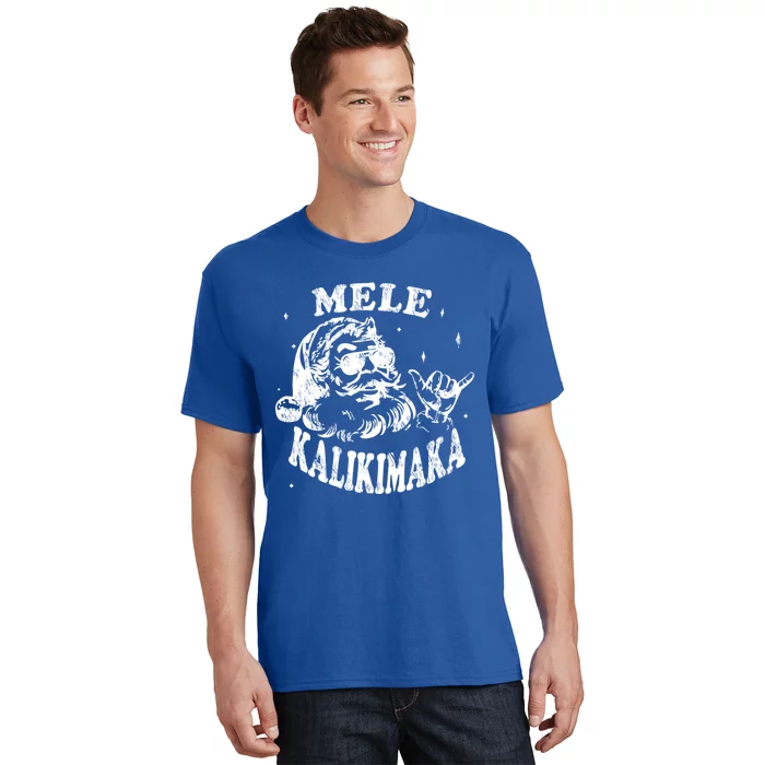 Hawaiian Christmas Santa Shaka Mele Kalikimaka Retro Hawaii Gift T-Shirt