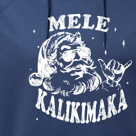 Hawaiian Christmas Santa Shaka Mele Kalikimaka Retro Hawaii Gift Performance Fleece Hoodie