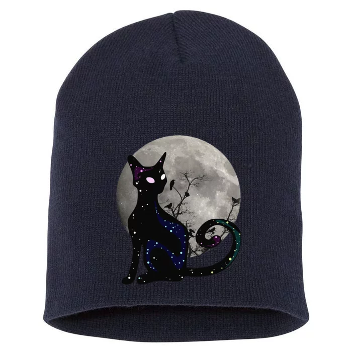 Halloween Cat Scary Black Cat Gothic Looking Halloween Cat Gift Short Acrylic Beanie