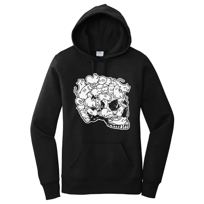 halloween cat skull kitty skeleton halloween skull cat Women's Pullover Hoodie