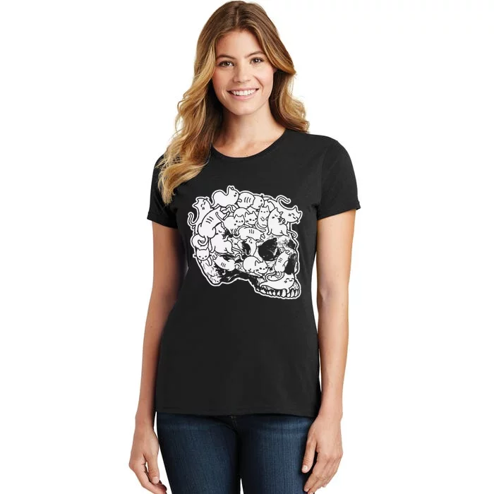 halloween cat skull kitty skeleton halloween skull cat Women's T-Shirt