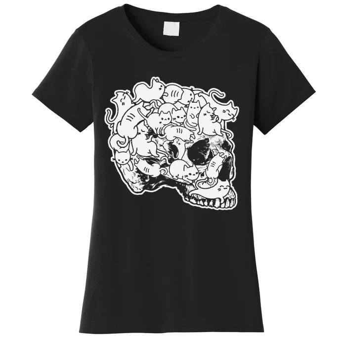 halloween cat skull kitty skeleton halloween skull cat Women's T-Shirt