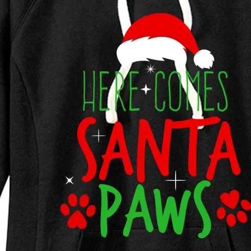 Here Comes Santa Paws Cute Christmas Women's Fleece Hoodie